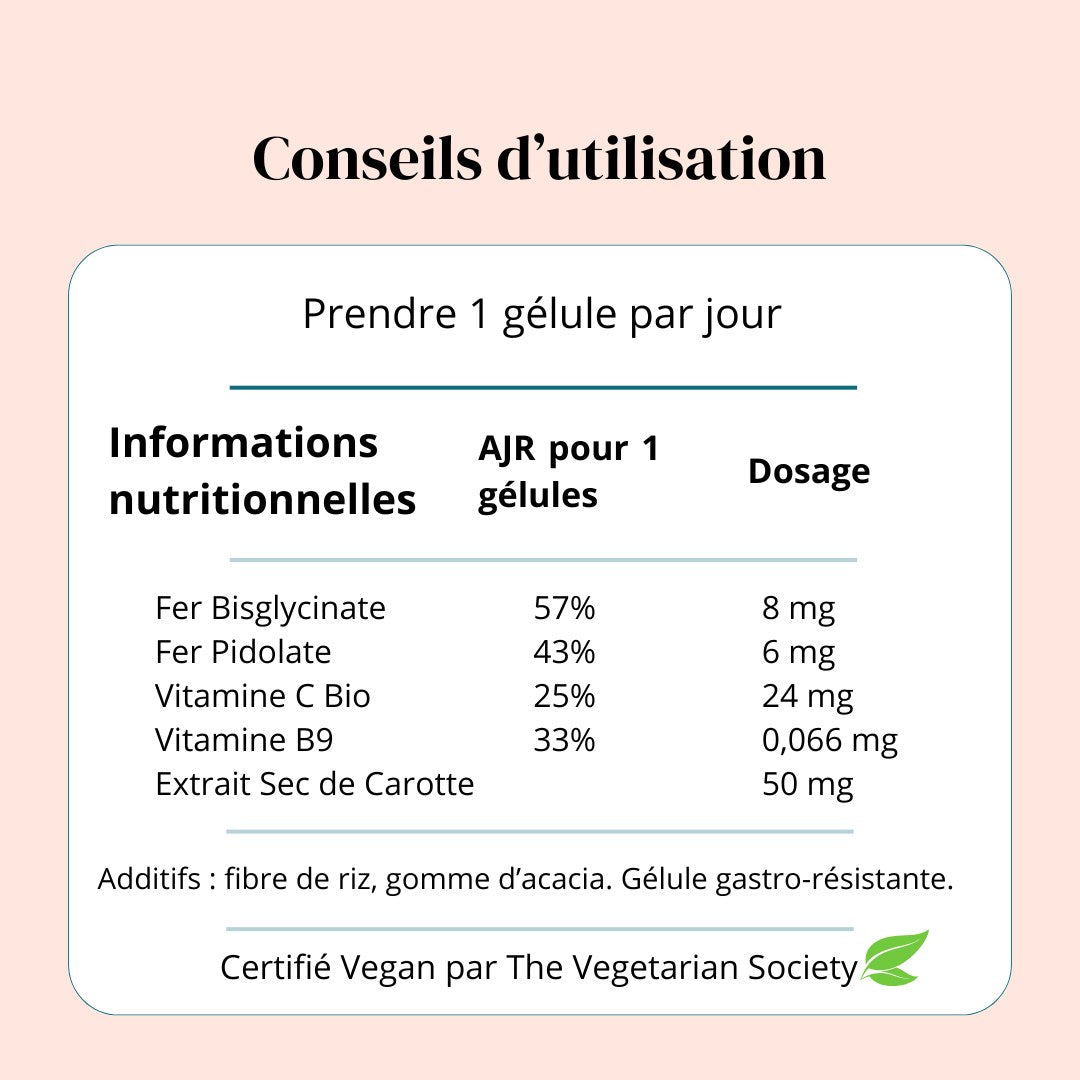 Fer + Vitamine C, B9 et Carotte